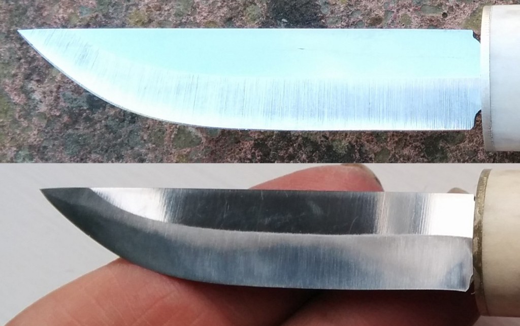 Top - micro-bevel, bottom fully sharpened to remove micro-bevel. Click to enlarge